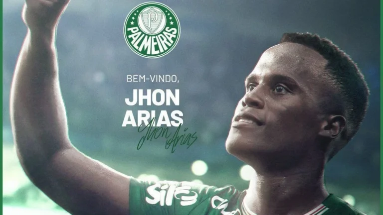 Palmeiras anuncia a contratação do colombiano Jhon Arias